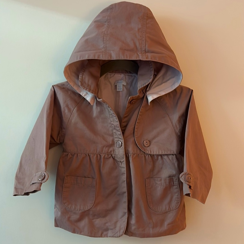 Jacadi Dusty Rose Cotton Jacket with detachable hood. Sz 18m